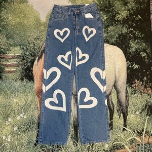 Spray painted Heart Mom Jeans. Size XS
